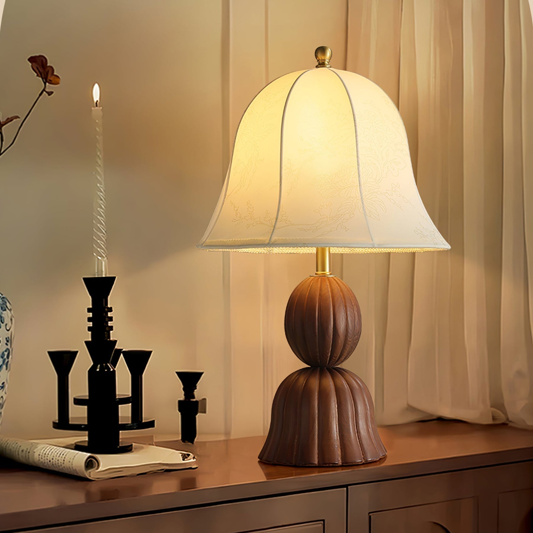 Aldiia Fabric Wood Vintage Table Lamp