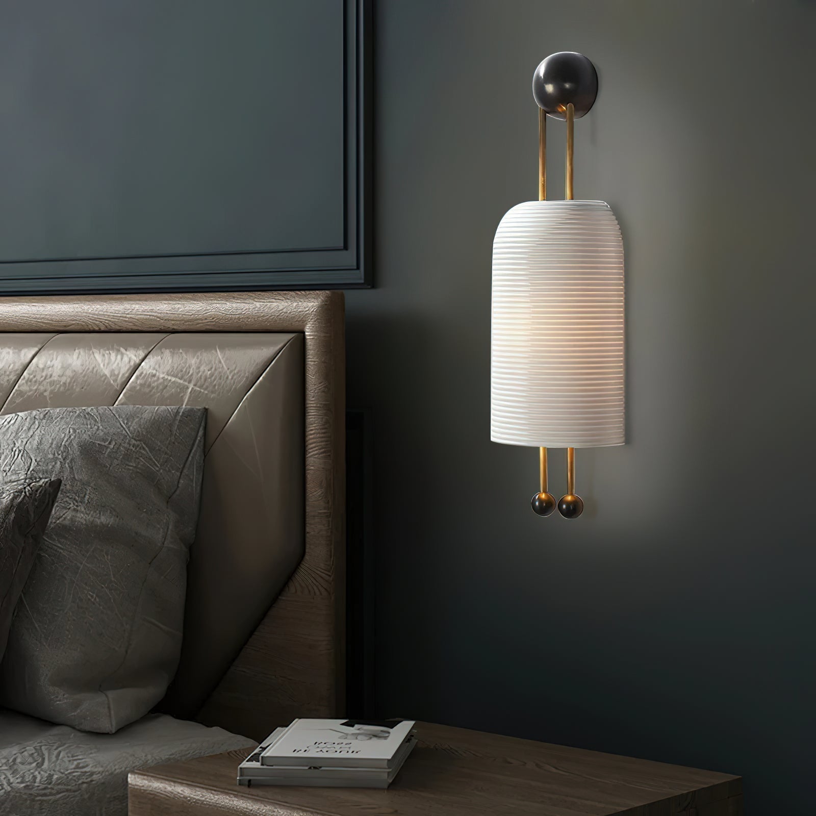 Bly Wall Lamp Opal Glass Gold Rods