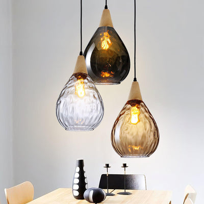 Rinisena Pendant Lamp Clear Glass Wood Nordic Modern
