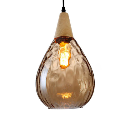 Rinisena Pendant Lamp Clear Glass Wood Nordic Modern