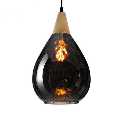 Rinisena Pendant Lamp Clear Glass Wood Nordic Modern