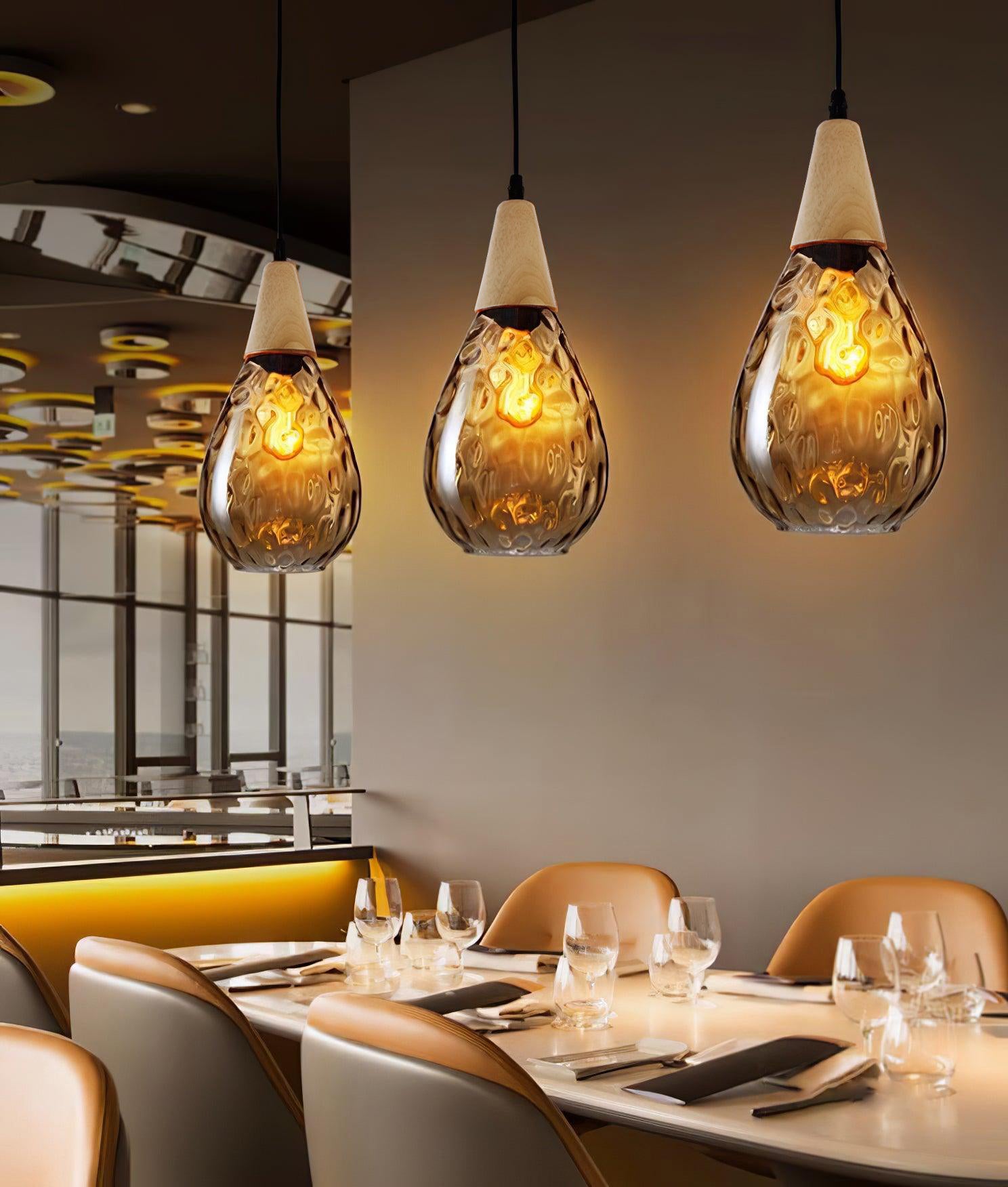 Rinisena Pendant Lamp Clear Glass Wood Nordic Modern