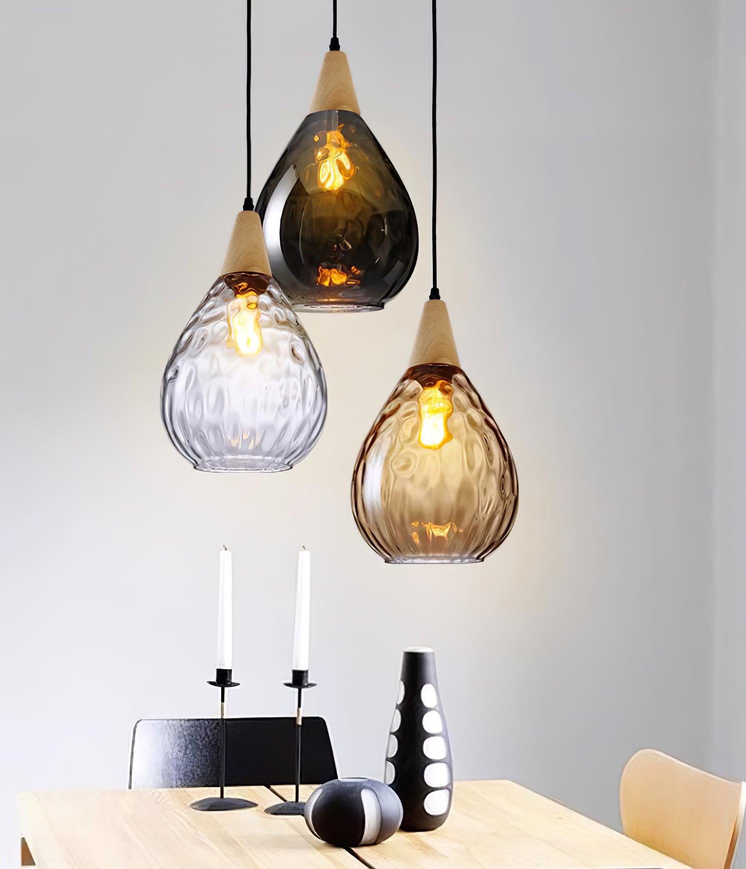 Rinisena Pendant Lamp Clear Glass Wood Nordic Modern