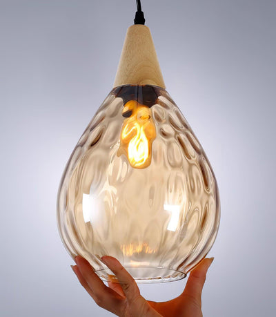 Rinisena Pendant Lamp Clear Glass Wood Nordic Modern
