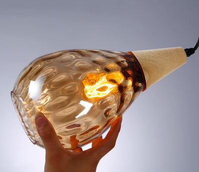Rinisena Pendant Lamp Clear Glass Wood Nordic Modern