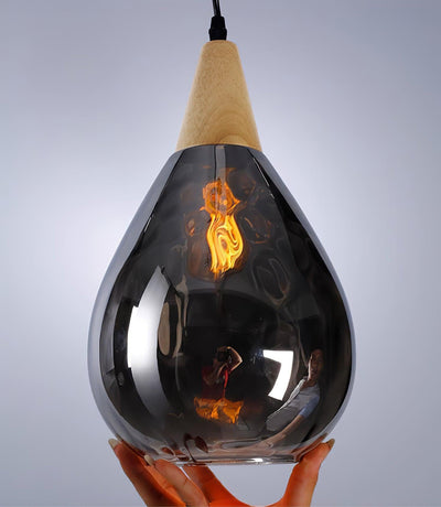 Rinisena Pendant Lamp Clear Glass Wood Nordic Modern