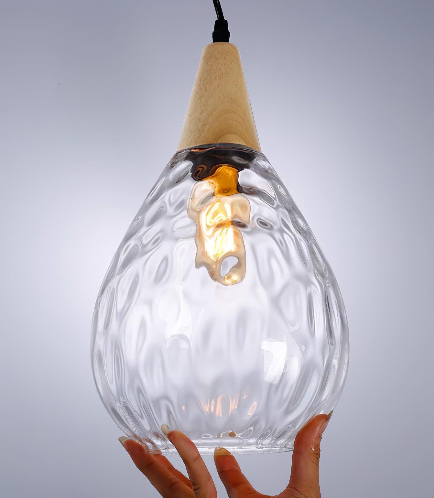 Rinisena Pendant Lamp Clear Glass Wood Nordic Modern