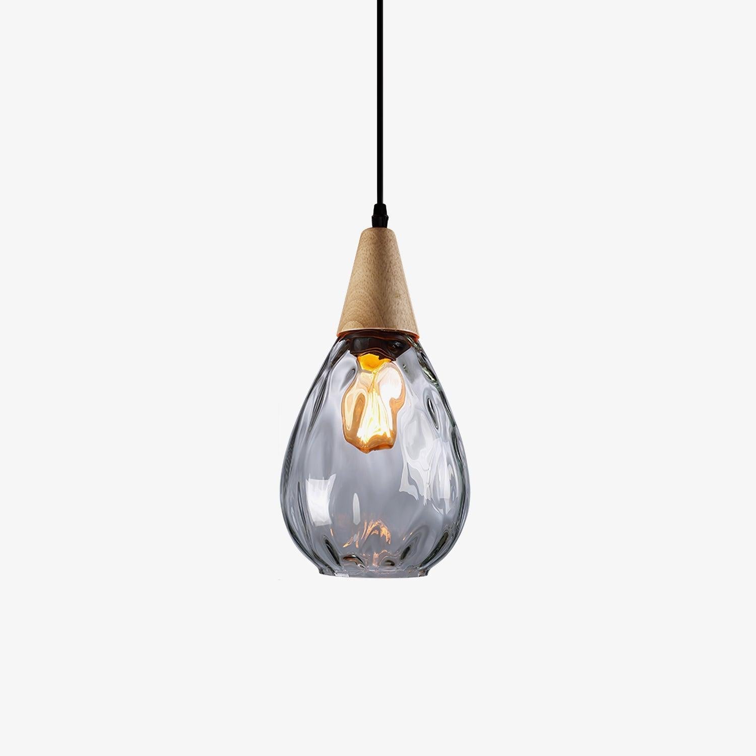 Rinisena Pendant Lamp Clear Glass Wood Nordic Modern