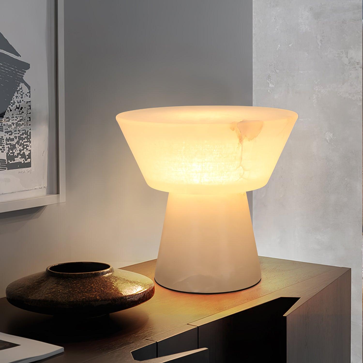 Ane Pedestal Alabaster Table Lamp