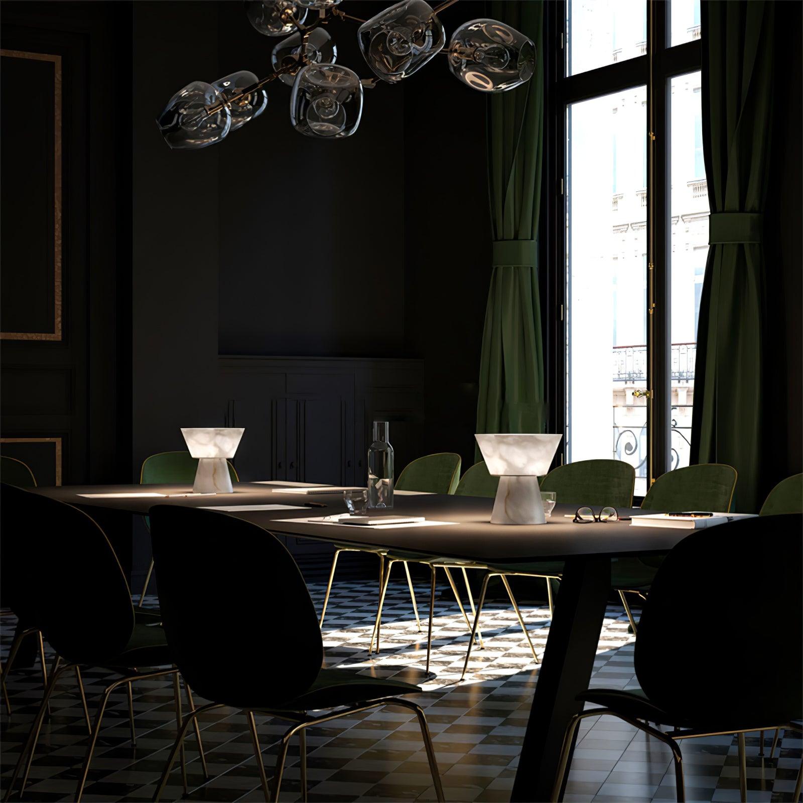 Ane Pedestal Alabaster Table Lamp