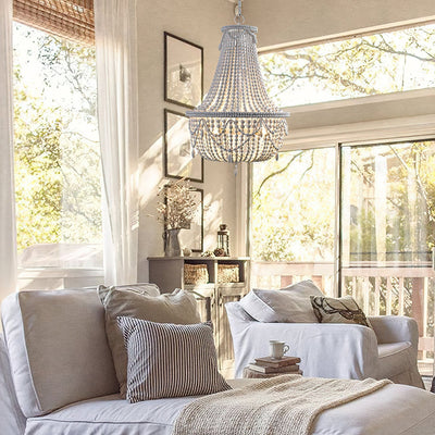 Eirikuvyu Postmodern Luxury Bead Metal Wood Chandelier