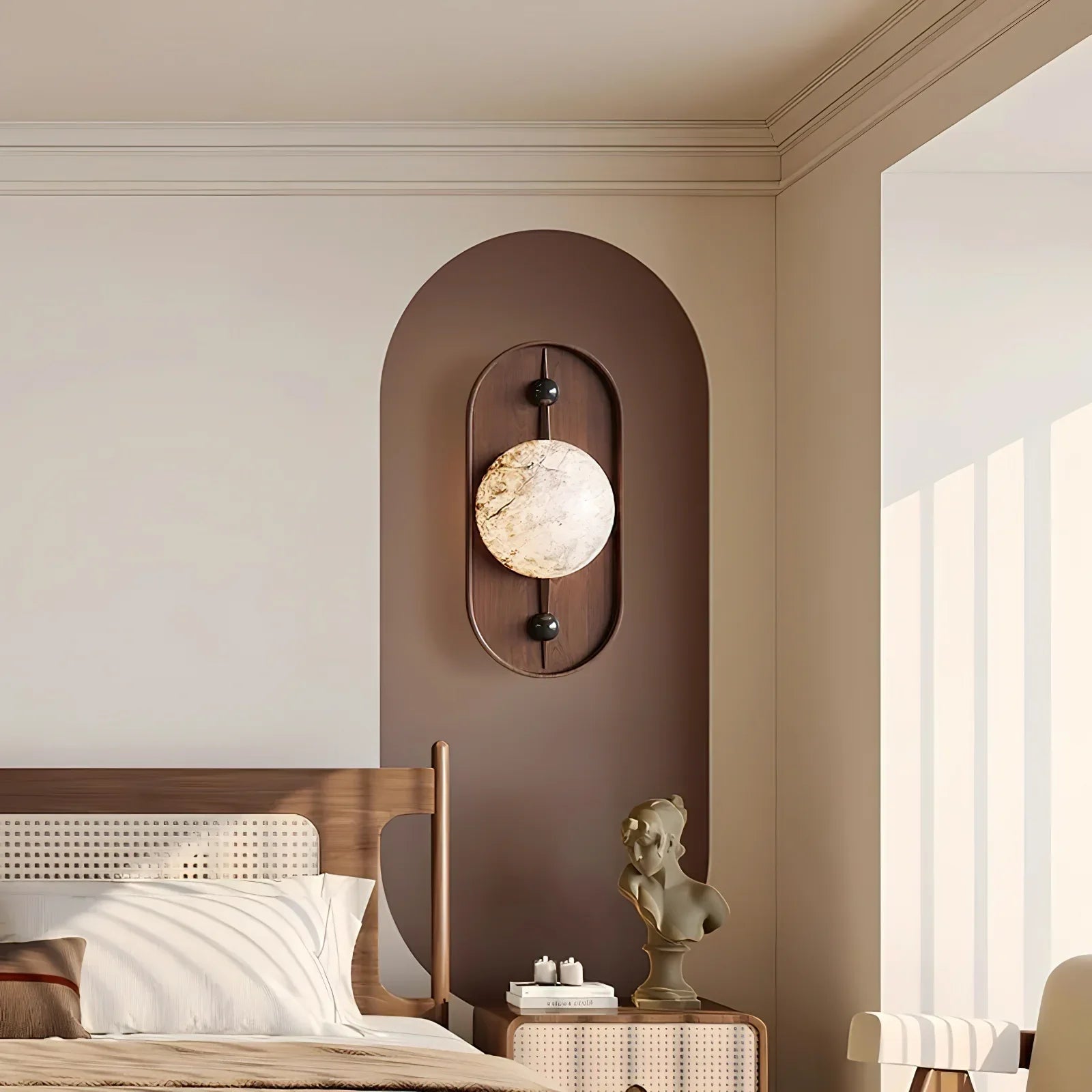 Driftwood Alabaster Wall Lamp Walnut Color