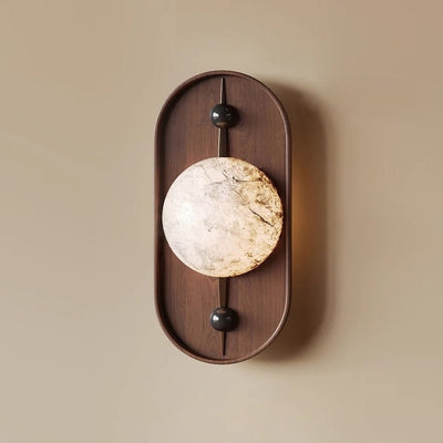Nivuielle Oval Alabaster Wood Plug Wall Light