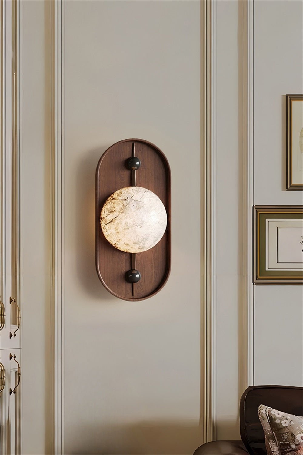 Nivuielle Oval Alabaster Wood Plug Wall Light