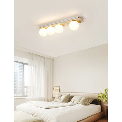 Serenaya Globe Travertine Glass Ceiling Lamp