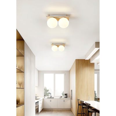 Serenaya Globe Travertine Glass Ceiling Lamp