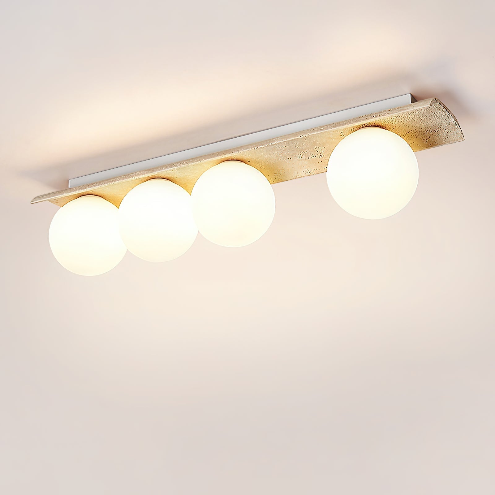 Serenaya Globe Travertine Glass Ceiling Lamp