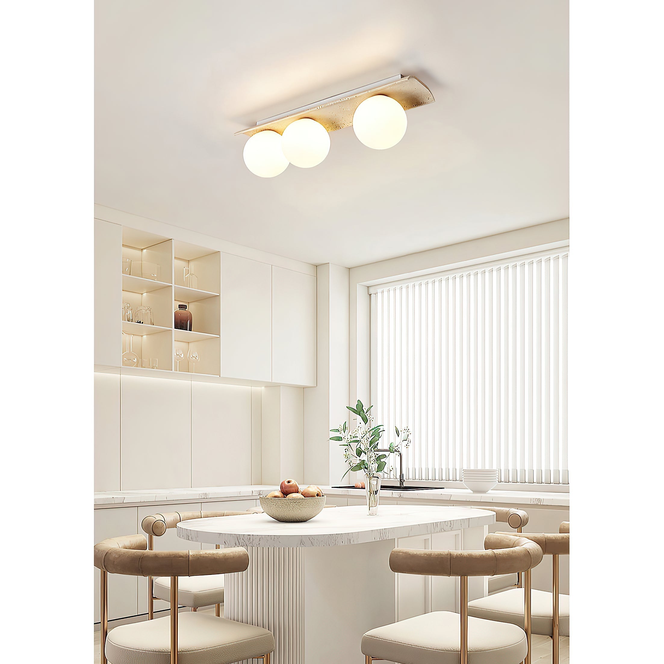 Serenaya Globe Travertine Glass Ceiling Lamp