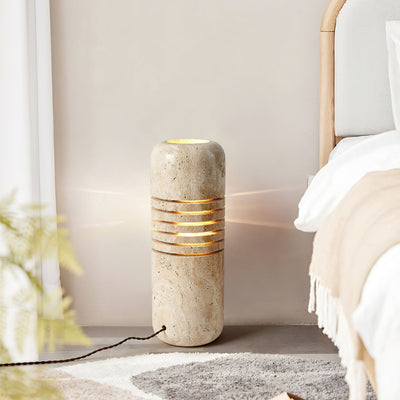 Aursolila Cylindrical Travertine Table Lamp