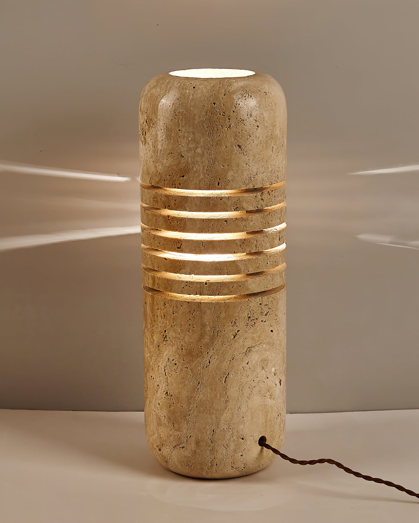 Aursolila Cylindrical Travertine Table Lamp