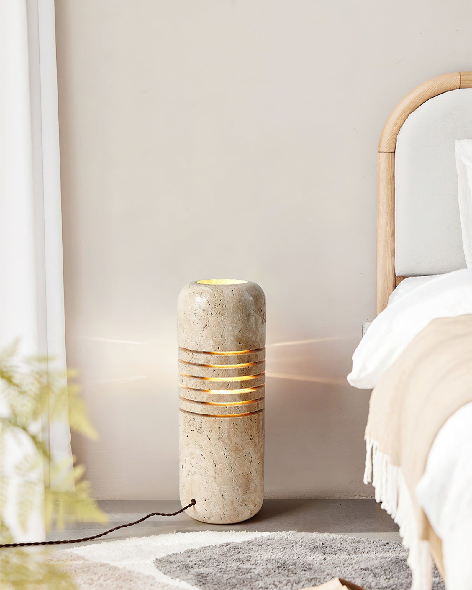 Aursolila Cylindrical Travertine Table Lamp