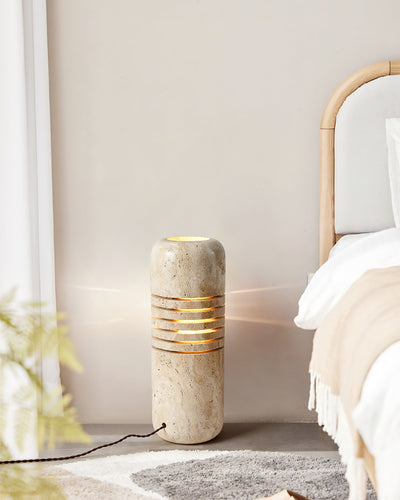 Aursolila Cylindrical Travertine Table Lamp