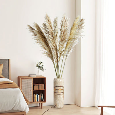 Aursolila Cylindrical Travertine Table Lamp