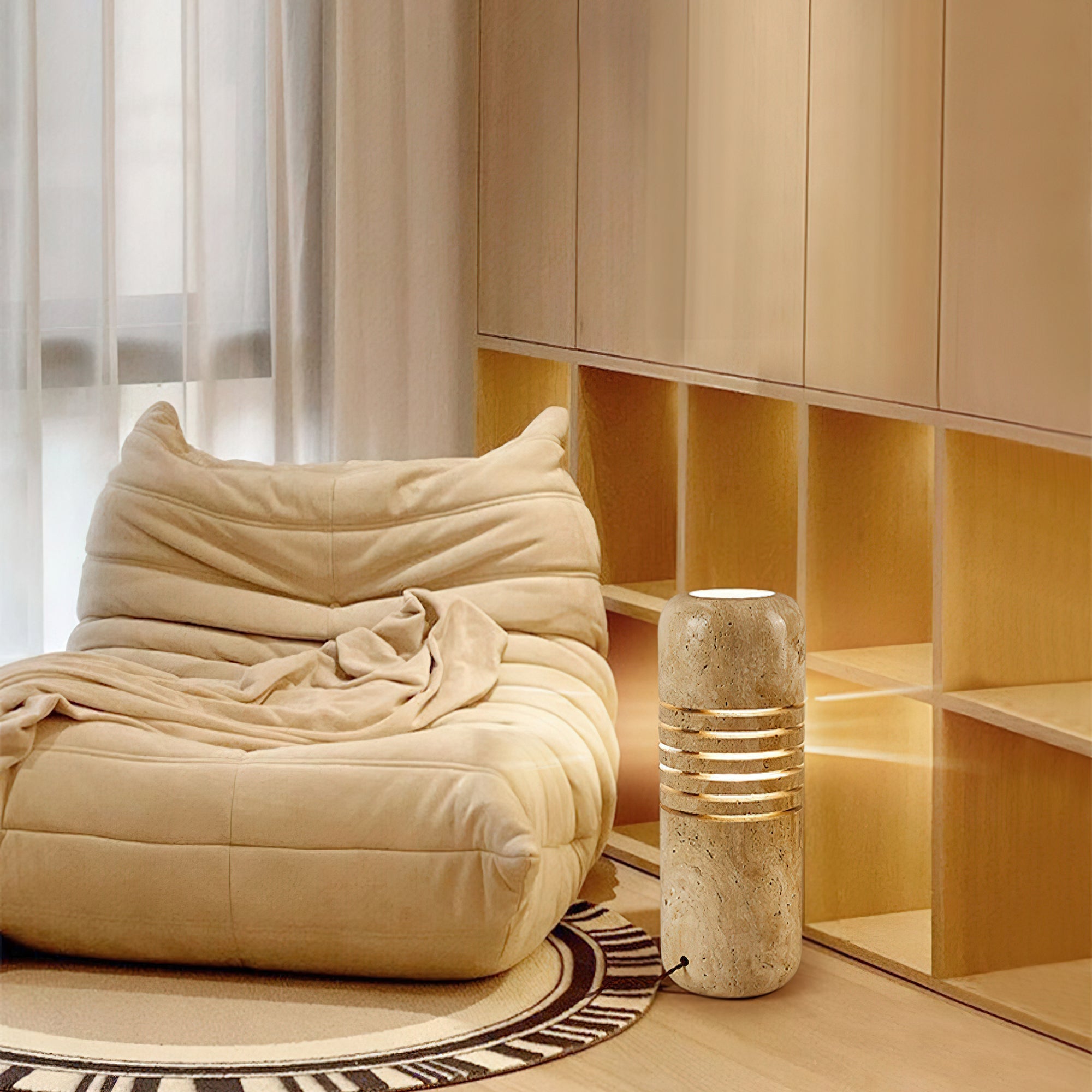 Aursolila Cylindrical Travertine Table Lamp