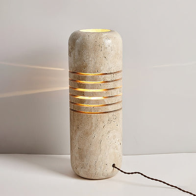 Aursolila Cylindrical Travertine Table Lamp
