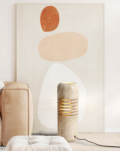 Aursolila Cylindrical Travertine Table Lamp