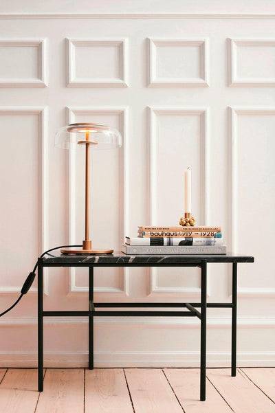 Rinelette Table Lamp Clear Glass Shade Wood Base