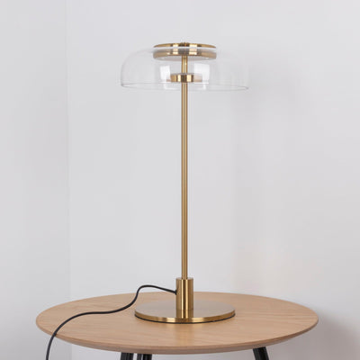 Rinelette Table Lamp Clear Glass Shade Wood Base