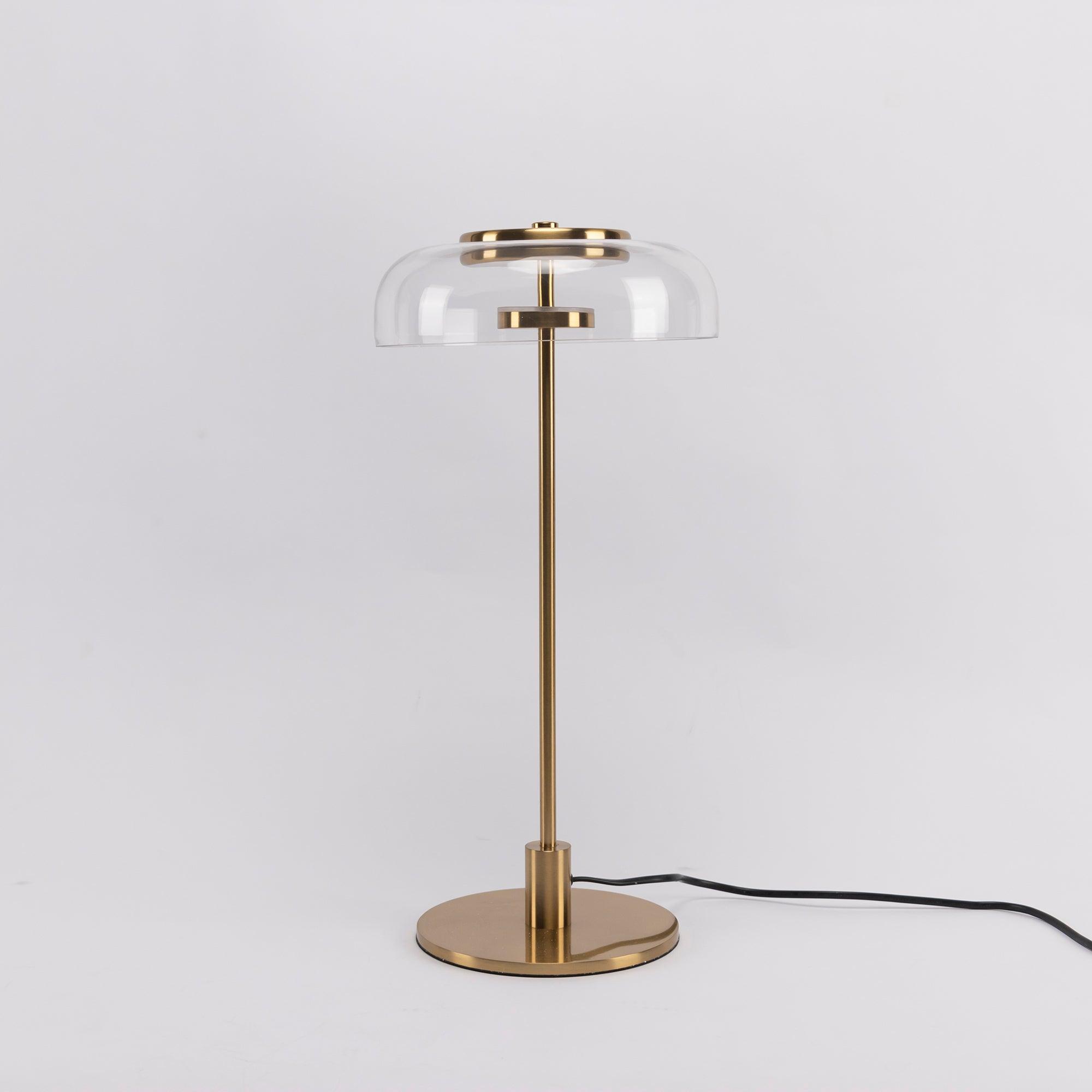 Rinelette Table Lamp Clear Glass Shade Wood Base