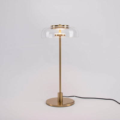 Rinelette Table Lamp Clear Glass Shade Wood Base