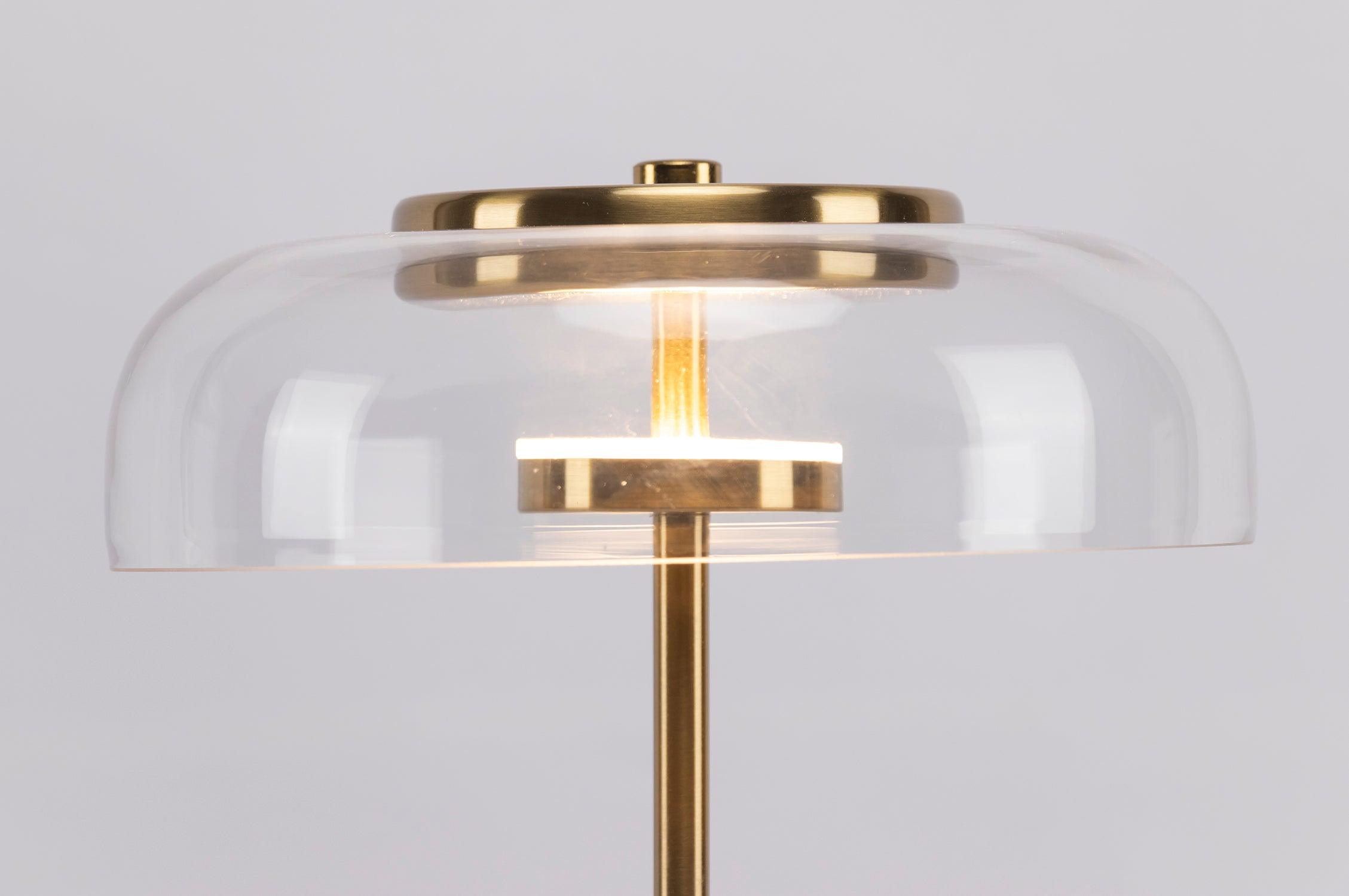 Rinelette Table Lamp Clear Glass Shade Wood Base