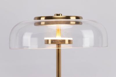 Rinelette Table Lamp Clear Glass Shade Wood Base
