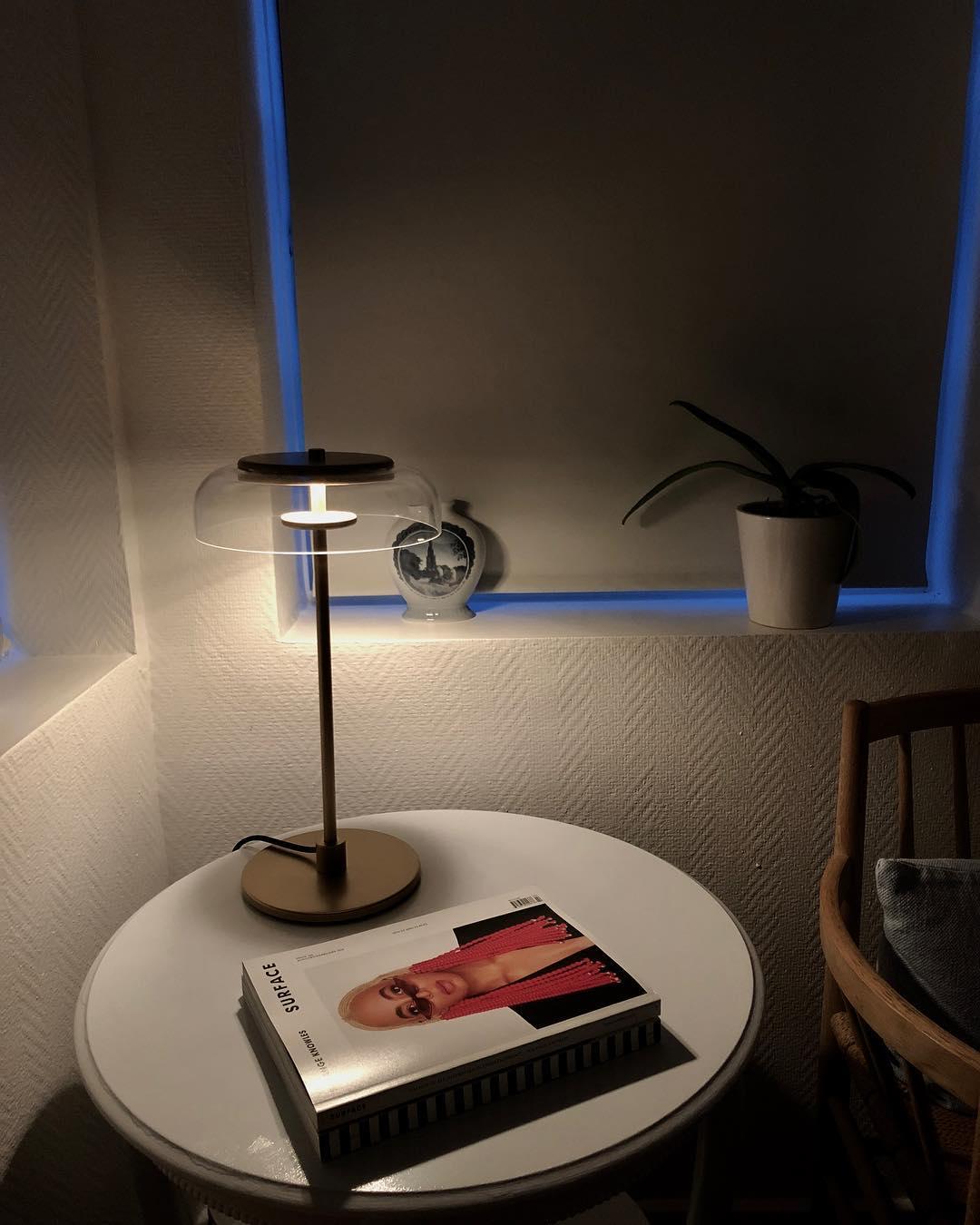 Rinelette Table Lamp Clear Glass Shade Wood Base