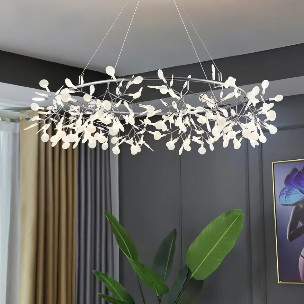 Zesion Chandelier Black Ring Firefly Branch