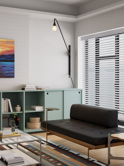 Black Extended Arm Wall Lamp