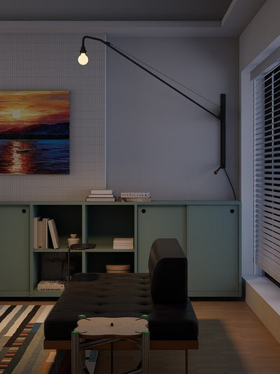 Black Extended Arm Wall Lamp