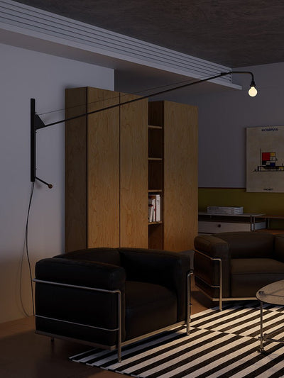 Black Extended Arm Wall Lamp