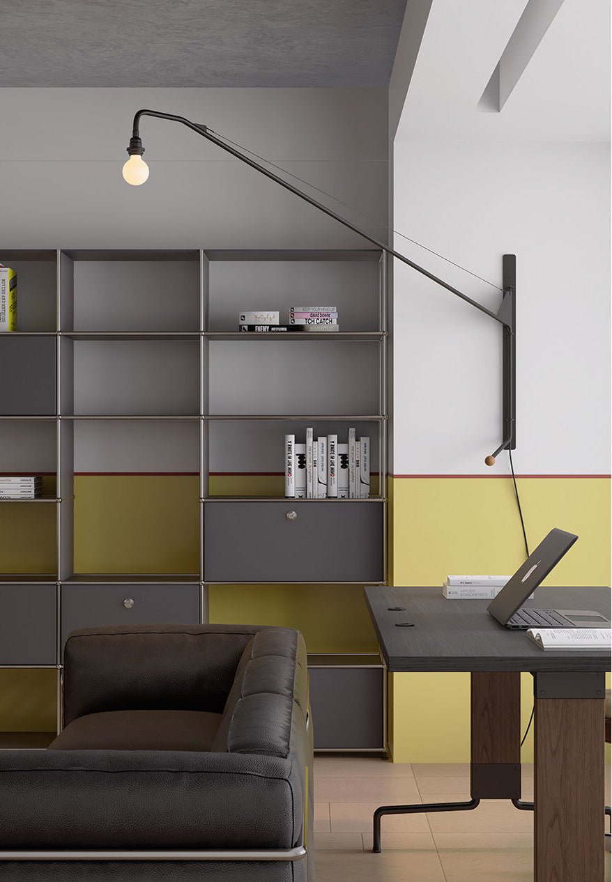 Black Extended Arm Wall Lamp