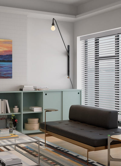 Black Extended Arm Wall Lamp