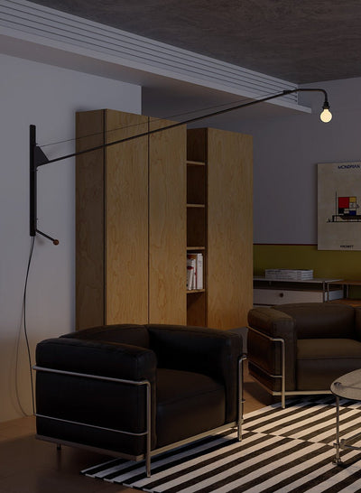 Black Extended Arm Wall Lamp