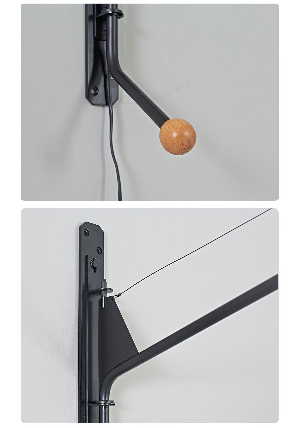 Black Extended Arm Wall Lamp