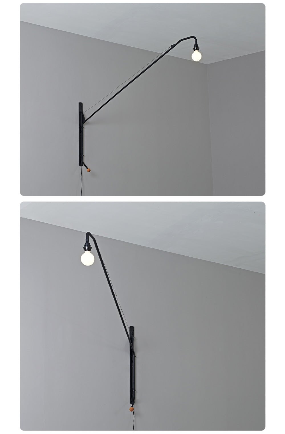 Black Extended Arm Wall Lamp