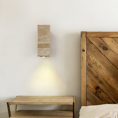Nula Cylinder-Wood Travertine Wall Light