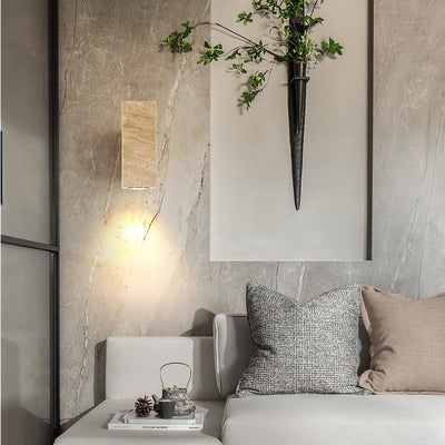 Nula Cylinder-Wood Travertine Wall Light