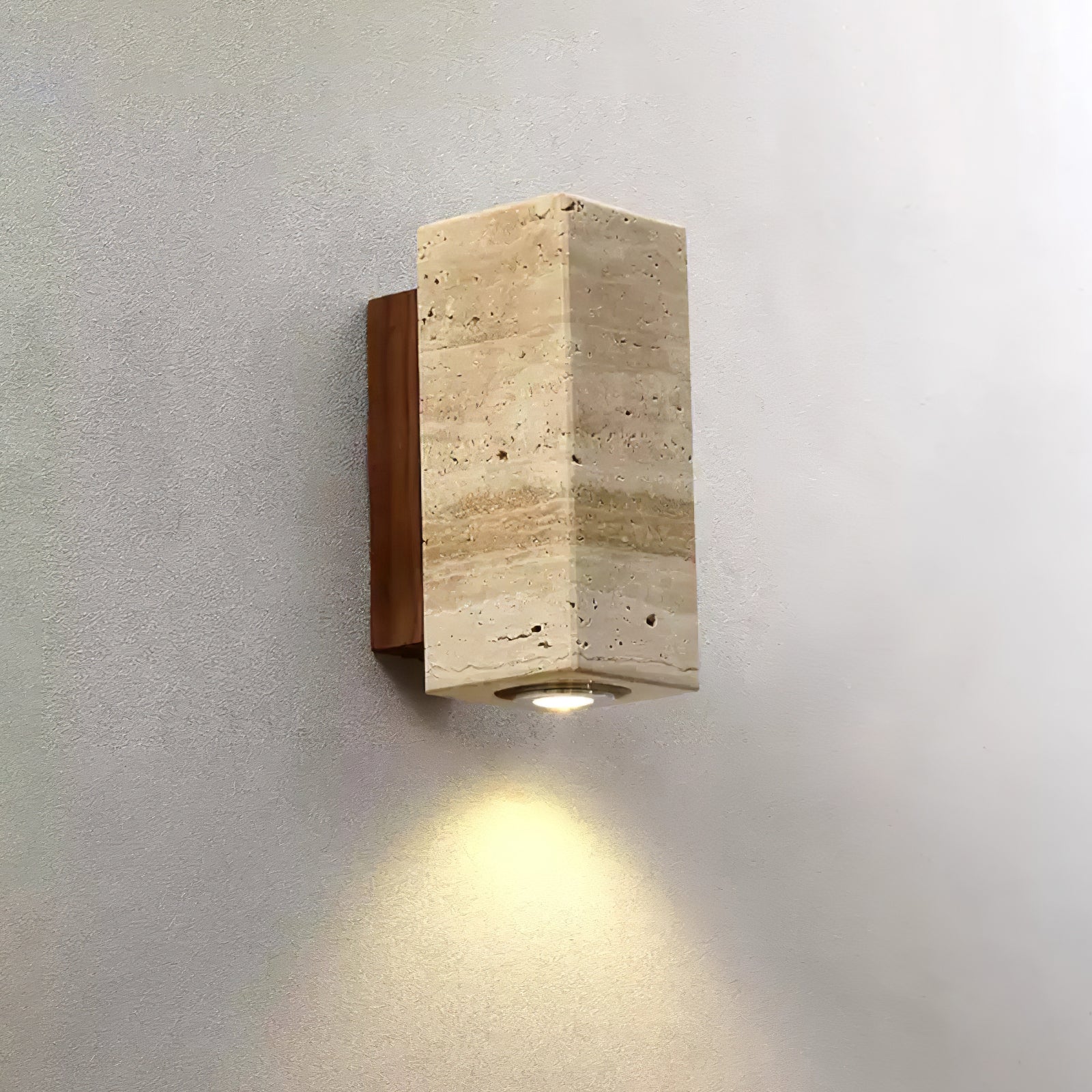 Nula Cylinder-Wood Travertine Wall Light