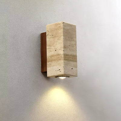 Nula Cylinder-Wood Travertine Wall Light